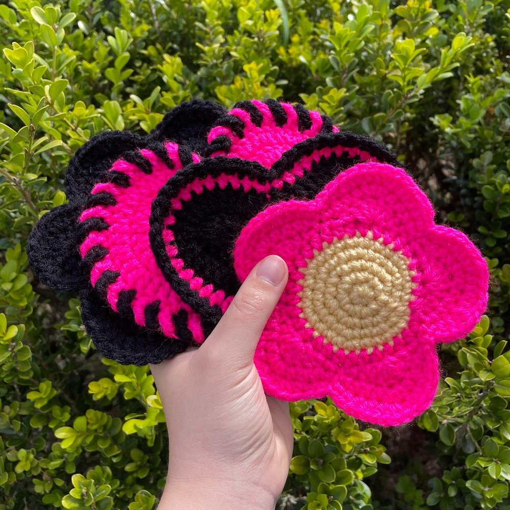 Handmade Kuromi Inspired Crochet Coasters